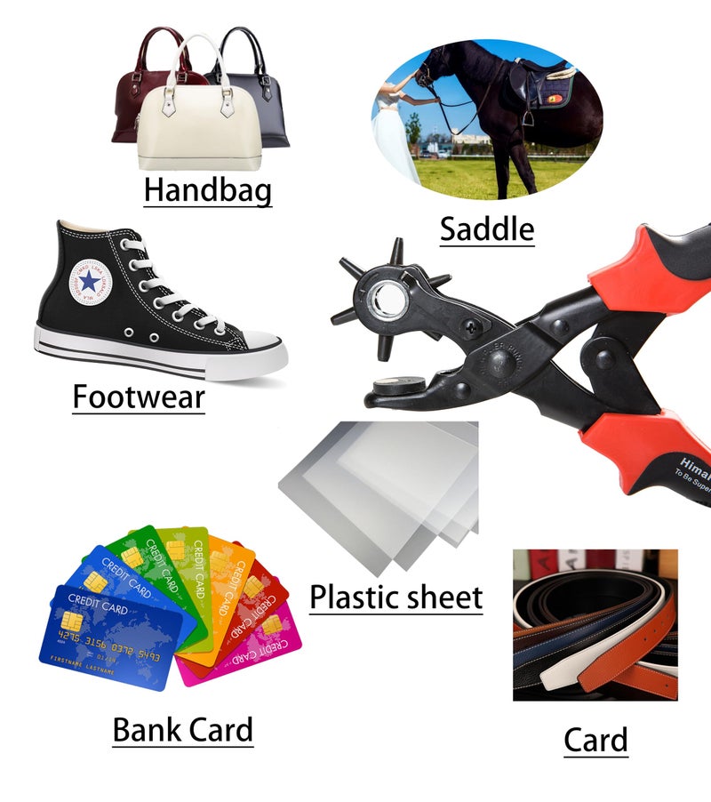 HimaPro مثقاب دوار جلد HimaPro للاحزمة، وأطواق الكلاب، والسرج، والأحذية، وأشرطة الساعات، وغيرها مع مسطرة قياس، ولوحتين مثقوبتين احتياطيتين، ومثقاب معدني صغير - Image 4